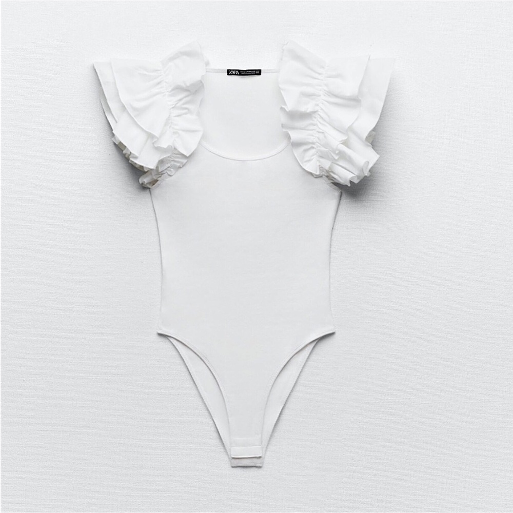 Zara Ribbed Ruffled Bodysuit - Picture 2 of 9
